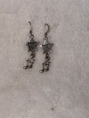 Disney Silver High School Musical Star & Music Note Drop Earrings